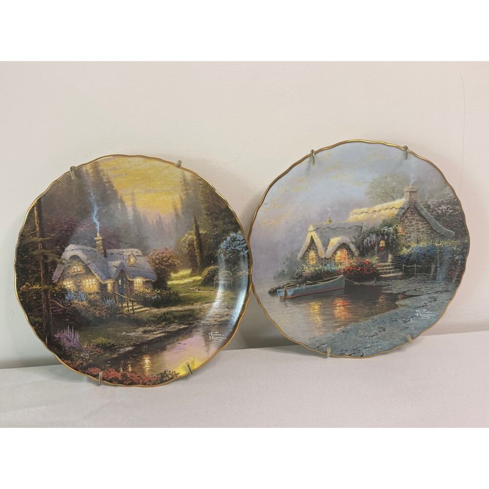 Thomas Kinkade Romantic Hideaways Collector Plates Lot of 2 Bradford Exchange